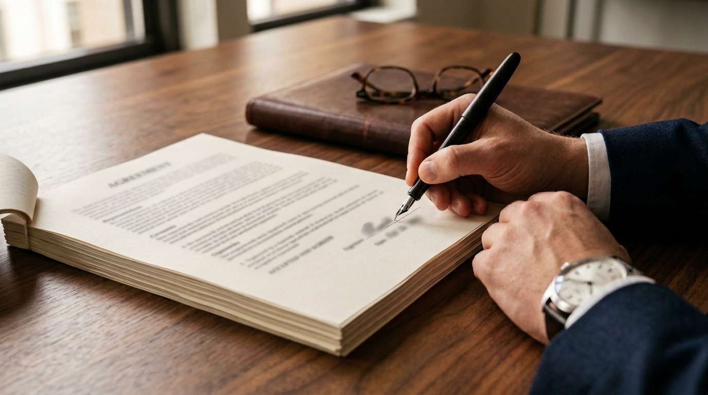 La signature de la dernière page d'une entente